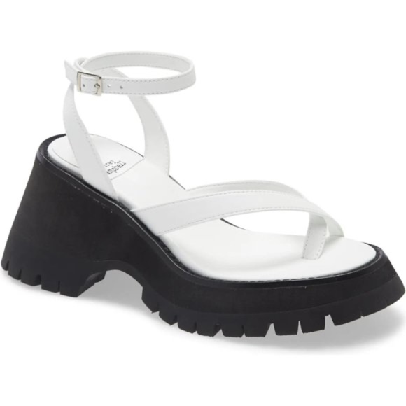 Jeffrey Campbell White and Black Platform Sandals size 7.5 - Picture 1 of 10